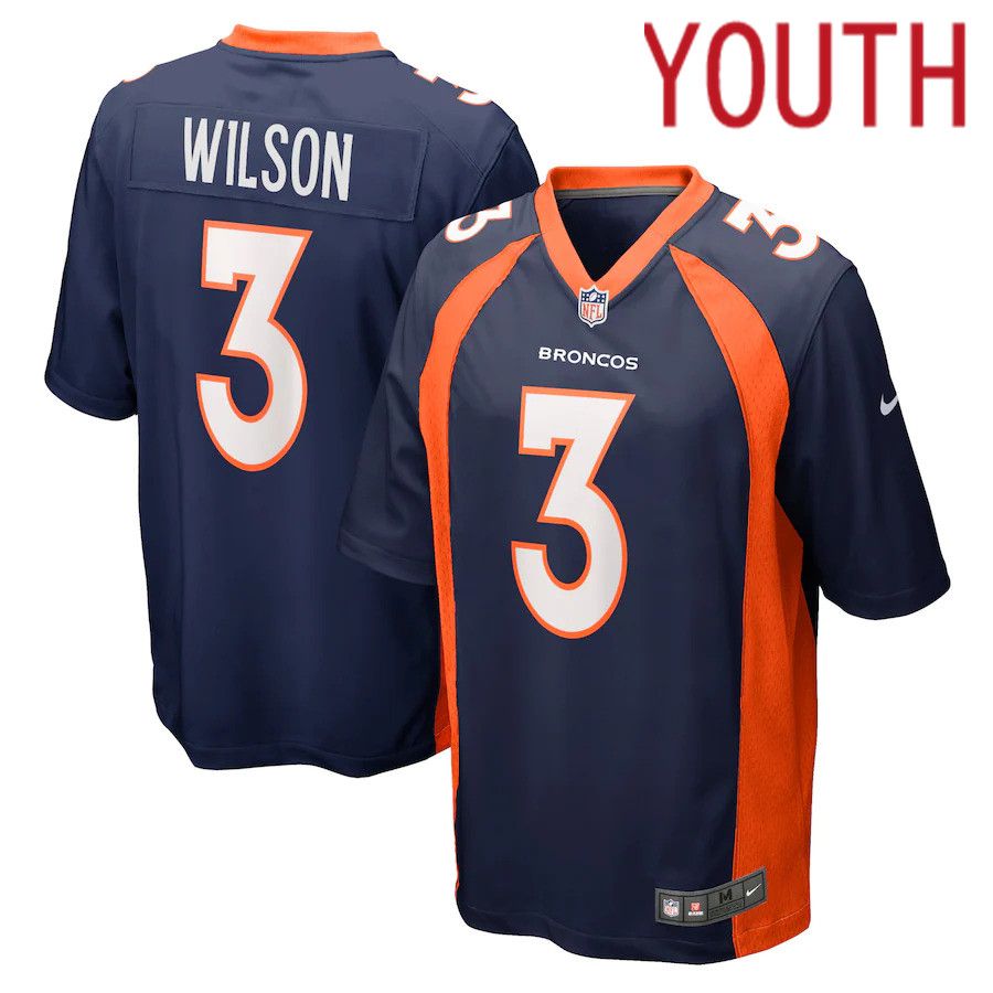 Youth Denver Broncos #3 Russell Wilson Nike Navy Alternate Game NFL Jersey->youth nfl jersey->Youth Jersey